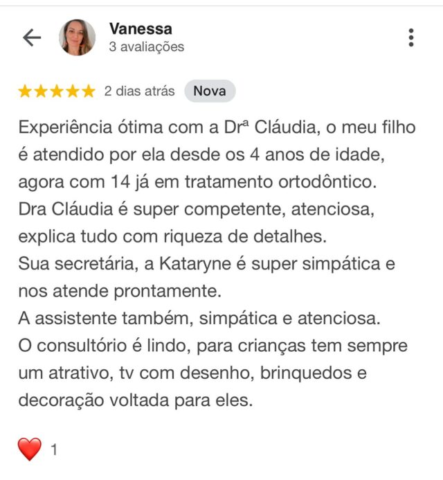 Siga seus sonhos, trabalhe do jeito certo, escolha as pessoas certas para estar ao seu lado que o sucesso vem! Pra mim ler este depoimento significa sucesso. A minha visão de negócio é ser referência no cuidado aos meus pacientes e acolhimento de suas famílias, ajudando o maior número de pessoas no cuidado com a sua saúde oral. Obrigada Vanessa, pelo carinho! #saudebucalvemdeberço #draclaudiafatima